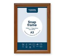 EUROPEL telaio a scatto leggero A3, Profilo 25x11 mm, Colore effetto legno, Alluminio anodizzato, protezione antiriflesso, Dimensioni esterne 328x451 mm, Retro in polistirolo grigio