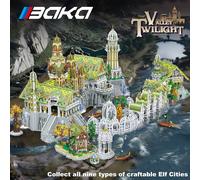 Europeo Elfo Città Building Blocks Set Nove in uno Palazzo Gigante Modelli Mattoni Decorazione del Desktop Giocattoli Fai Da Te Per I Bambini Regali di Festa