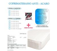 Euroricami Viterbo Coprimaterasso Fasciato ANTIACARO con Angoli Matrimoniale 2 Piazze traversa Puro Cotone