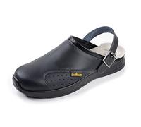 EUROROUTIER Work Slipper, Ciabatta in Pelle con Cinturino Girevole e Fibbia in Metallo (Numeric_39)