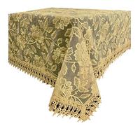 EUROSTYLE Art. Felce in Pizzo Sangallo Ricamato Macrame Floreale Striscia Runner centrotavola centrino copritavolo tovaglia (tovaglia copritavolo x12 140x220cm, Beige Scuro)