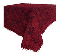 EUROSTYLE Art. Felce in Pizzo Sangallo Ricamato Macrame Floreale Striscia Runner centrotavola centrino copritavolo tovaglia (tovaglia copritavolo x6 140x170cm, Bordeaux)