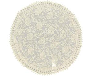 EUROSTYLE Art. Felce in Pizzo Sangallo Ricamato Macrame Floreale Striscia Runner centrotavola centrino copritavolo tovaglia (Centrotavola Rotondo Diametro 85cm, Panna)