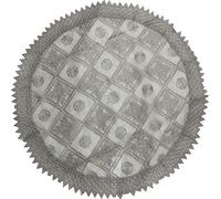 EUROSTYLE centrotavola copritavolo Art. Loggia tovaglia Striscia centrino da Tavolo con Applicazioni in Pizzo Macrame Tulle Sangallo Ricamato (Centrotavola Rotondo Diametro 85cm, Grigio Chiaro)
