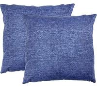 EUROSTYLE Coppia copricuscino Art. loneta Cuscino da Divano arredo Senza imbotittura con Zip richiudibile in Colore Tinta Unita Melange (copricuscino 40x40cm, Blu)