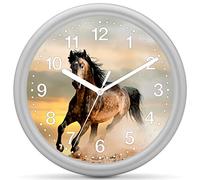 Eurotime 82224-07 - Orologio da parete al quarzo, 25 cm, cassa in plastica argento, vetro di plastica, quadrante trasparente con 12 cifre