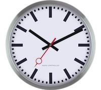 Eurotime Orologio da parete radiocomandato, 35 cm, design stazione ferroviaria, silenzioso, senza ticchettio, telaio in alluminio, cambio automatico di tempo e ora, per soggiorno o ufficio, 59530-07