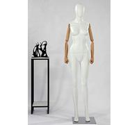 Eurotondisplay HX-DF11-6M - Manichino astratto femminile, laccato bianco opaco, braccia e dita in legno, regolabile a piacere, piastra in acciaio inox HX-DF11-6M