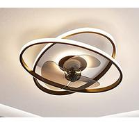 Eurotondisplay Ventilatore da soffitto con illuminazione a LED, lampada da soffitto 3343, nero, diametro 50 cm, 96 W, con telecomando, colore della luce: dimmerabile, lampada da soffitto a LED (3343)