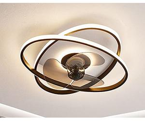 Eurotondisplay Ventilatore da soffitto con illuminazione a LED, lampada da soffitto 3343, nero, diametro 50 cm, 96 W, con telecomando, colore della luce: dimmerabile, lampada da soffitto a LED (3343)