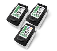 Eurotone 3 cartucce d'inchiostro compatibili con Canon Pixma TS 5353 a sostituire PG560XL, CL561XL Black + Color