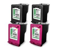 Eurotone 4 cartucce d'inchiostro compatibili con HP 650 DeskJet Ink Advantage 3515 sostituisce 650 BK, 650C Black + Color