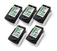 Eurotone 5 cartucce d'inchiostro compatibili con Canon Pixma TS 5351 a sostituisce PG560XL, CL561XL Black + Color