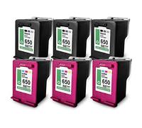Eurotone 6 cartucce d'inchiostro compatibili con HP 650 DeskJet Ink Advantage 3548 e-All-in-One sostituisce 650 BK, 650C Black + Color