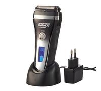 EUROtops Rasoio elettrico da uomo con trimmer - Display LCD/Ricaricabile/Wireless/Station, 13000 RPM, interruttore di sicurezza, ricarica rapida, 3 lame, rasoio bagnato/asciutto con borsa da viaggio