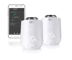 Eurotronic 700200 Comet Wifi 2021 termostato per radiatori (riscaldamento tramite WLAN, risparmio di costi, regolazione flessibile della temperatura ambiente, accessori Smart Home, confezione da 2)