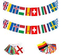 Eurovision - Bandierine per feste, bandiere europee con 38 nazioni, 2025, decorazioni per concorsi di canzoni Eurovision per giardino, bar, ristorante, forniture per feste Eurovision, 14 x 21 cm, 12 m