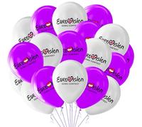 Eurovision - Decorazioni per feste 2026, 18 palloncini, decorazioni per concorsi di canzoni Eurovision, a tema celebrazione 2026, palloncini in lattice bianco viola per giardino, bar, ristorante