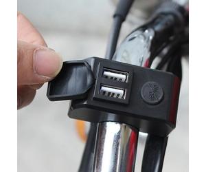 Eurowagens Adattatore Caricatore Da Manubrio Moto USB Doppia Porta Nero