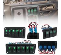 Eurowagens Pannello Interruttori A Leva 2/3/4/5 Gang Con Luce LED Verde 12V-24V
