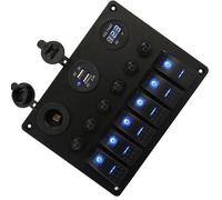Eurowagens Pannello Interruttori Bilanciati LED 12/24V 6 Gang On/Off