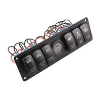 Eurowagens Pannello Interruttori Rocker Marini Con Accensione 6 Vie DC 12-24V