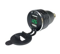 Eurowagens Presa DIN Per Moto A Doppia Porta Con LED Verde