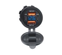 Eurowagens Presa USB Doppia QC3.0+ PD Type-C Con Coperchi Voltmetro