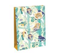 Eurowrap 214005-2C - Jungle, kraft blanc, sac large 26,5x14x33 cm - Paquet de 6