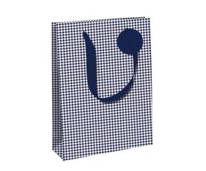 Eurowrap 33868-2C - Un lot de 6 Sacs Cadeaux Excellia- Format large - 26,5x14x33 cm - 210g - Motif : Vichy bleu et blanc- Idéal pour : Jeux De Société, Puzzles, Cadeaux