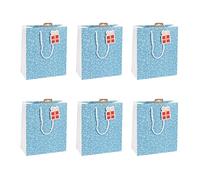 Clairefontaine X-30918-3Cpack - Confezione da 6 sacchetti regalo Excellia, formato medio, 21,5 x 10,2 x 25,3 cm, 210 g, motivo: pois bianchi, neve, sfondo blu, ideale per: libro, gioco, piccoli regali