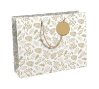 Eurowrap X-34668-6C - Un lot de 6 Sacs Cadeaux Kraft- Format Shopping - 37,3x11,8x27,5 cm - 210g - Motif : Forêt hiver feuillage - Idéal pour : Jeux De Société, Puzzles