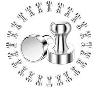Eurtes 24 magneti al neodimio extra forti, 12 x 16 mm, mini magneti, N52, piccoli magneti conici per lavagna, frigorifero, bacheca, lavagna bianca (argento)