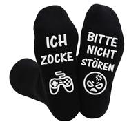 Eurtes Calzini divertenti, calzini con scritta "Bitte nicht Stören Ich Zocke, calzini da gaming, fantastici regali per adolescenti, calzini antiscivolo per la casa, regali di Natale per uomo e donna,