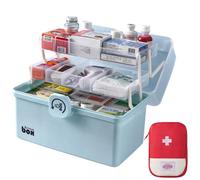 EURXLQ 3 Strati Scatole Portaoggetti Blu 39x26,5x21,5cm,Cassetta Medicinali,Scatola Medicinali,Organizer Medicine,Porta Medicine,Cassetta da pesca per Il Cucito,Cassetta Degli Attrezzi,Materiali