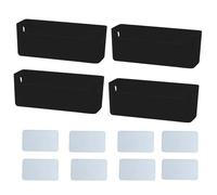 EURXLQ 4 Pezzi Scatola di Immagazzinaggio in Plastica Stretta Cesto di Immagazzinaggio Piccolo Scatole Organizzatore Scatola Cestini di Immagazzinaggio per Cucine Bagni (Nero, 25x 8 x9.5 cm)