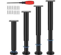 EURXLQ 4 Piedini per Mobili,Piedini Regolabili per Mobili,Gambe per Mobili con Gommini Antiscivolo,Gambe Tavolo,Piedi per Mobili,letto,Divano(Inclusi Viti e Cacciavite) (Nero, 25-42 cm)