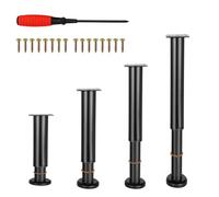 EURXLQ 4 Piedini per Mobili,Piedini Regolabili per Mobili,Gambe per Mobili con Gommini Antiscivolo,Gambe Tavolo,Piedi per Mobili,letto,Divano(Inclusi Viti e Cacciavite) (Nero, 8-12 cm)