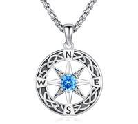 Eusense 925 Collana con bussola in argento Sterling Ciondolo con bussola Laurea Amicizia Viaggio Talismano Collana Gioielli Regalo per Uomini Donne
