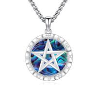 Eusense 925 Collana Pentagramma in Argento Sterling Collana Dea Tripla Luna Ciondolo Ecate Ciondolo Sole e Luna Gioielli Regali Amuleto Spirituale Talismano Pagano Wiccano per Uomini Donne