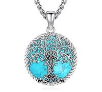 Eusense Albero Della Vita Collana in Argento 925 Turchese Albero Della Vita Collana a Catena Gioielli Regalo per Donne Ragazze