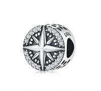 Eusense Charm Bussola Argento Sterling 925 Portafortuna Bead Fit Pandora Braccialetto Europeo