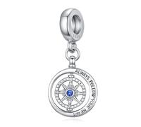 Eusense Charm Bussola in Argento 925 Sterling Charm Rosa dei Venti per Braccialetti Pandora Ciondolo Portafortuna Regalo per Donna e Uomo