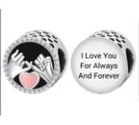 Eusense Charm Cuore Pandora con Scritta I Love You For Always And Forever Argento 925 Ciondolo Amore Eterno per pandora Bracciale Regalo per Anniversario e San Valentino