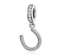 Eusense Charm Ferro di Cavallo Argento 925 Sterling Compatibile con Pandora Braccialetti Europeo Regalo Portafortuna per Lei, Lui o Ragazza