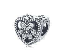 Eusense Charm Pandora Zampa Cane per Bracciale Pandora in Argento 925 Sterling Compatibili con il Braccialetto Europeo Regalo Uomo Donna