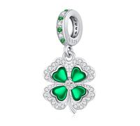 Eusense Charm Quadrifoglio Portafortuna in Argento 925 Sterling per Braccialetti Pandora Europeo Regalo Compleanno per Donna e Uomo