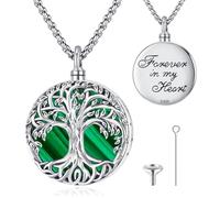 Eusense Ciondolo a Forma di Albero Della Vita Collana di Urne in Argento 925 per Collana di Ceneri Gioielli Ciondolo Commemorativo per le Ceneri per Uomini e Donne
