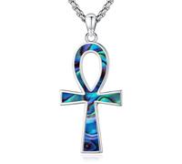 Eusense Ciondolo Croce Ankh in Argento 925, Crocifisso Egiziano Ankh Collana Con Chiave Della Vita Collana Croce per Donna Uomo Adolescente Ragazzi
