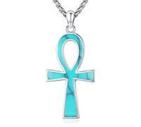 Eusense Ciondolo Croce Ankh in Argento 925, Crocifisso Egiziano Ankh Collana Con Chiave Della Vita Collana Croce per Donna Uomo Adolescente Ragazzi
